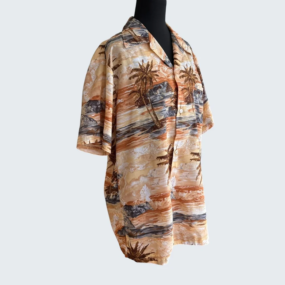 Kolekole Hawaiian Shirt Brown Vintage 70s Medium